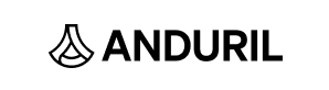 A stylized triangular icon appears to the left of the bold, uppercase word "ANDURIL" in black text.