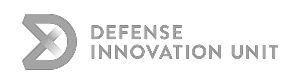 Gray geometric "D" logo next to the words "Defense Innovation Unit" on a black background.